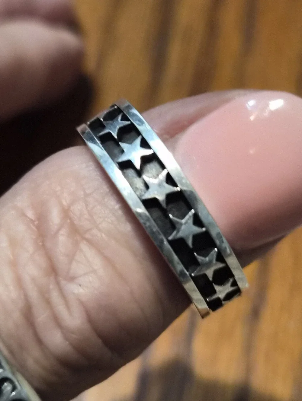 King Baby Studio Sterling Silver stackable Star Band Ring size 10.5